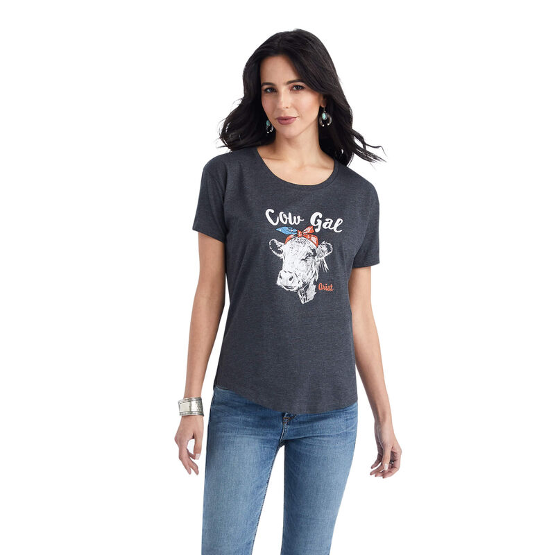 Ariat T-Shirts Damen - Cow Gal DunkelGrau ( FUBMX-2810 )